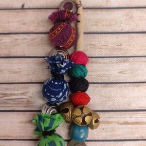 Wooden Hair Bun Sticks | Colorful Fabric Potlis, Brass Ghungroos, Beads