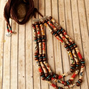 Triple Layered Kalamkari Fabric Necklace