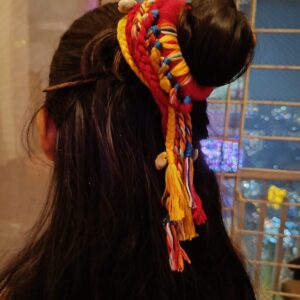 Multi Color Boho Hair Strings with Bun Stick