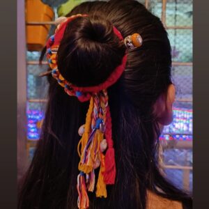 Multi Color Boho Hair Strings with Bun Stick