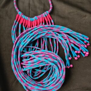 Gamccha Blue & Pink Fabric Hair Strings