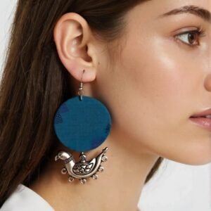 Oxidised Pancchi Fabric Earrings