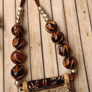 Tribal Metal Necklace with Wooden Beads