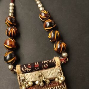 Tribal Metal Necklace with Wooden Beads