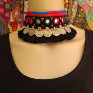 Afghani Coins Choker with Old Coins & Tassles