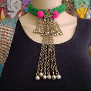 Multi Color Long Afghani Pendant Choker Necklace