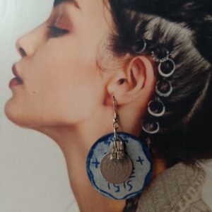 Boho Fabric Earrings with Old Coins