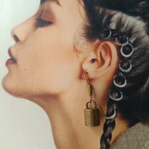 Brass Lock Shape Earrings