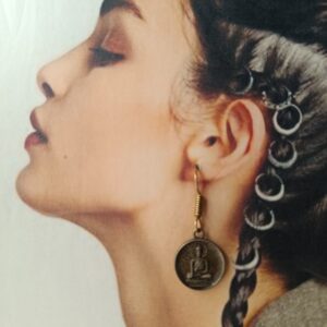 Brass Round Buddha Earrings