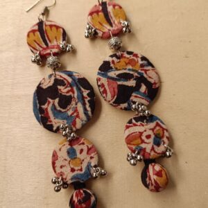 Long 4 Layer Kalamkari Fabric Earrings