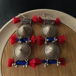 Designer Oxidised Earrings with Thread Work