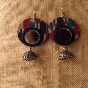 Ikat Fabric Earrings with Jhumki