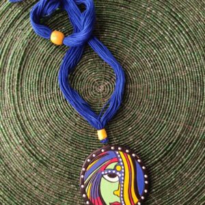 Lady Face Painted Terracotta Necklace