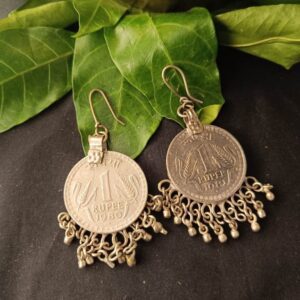 One Rupee Old Coin Earrings