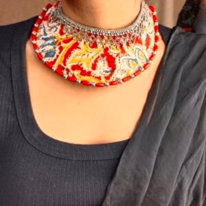 Kalamkari Fabric Choker with Metal Payal