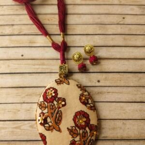 Oval Shape Block Print Fabric Necklace