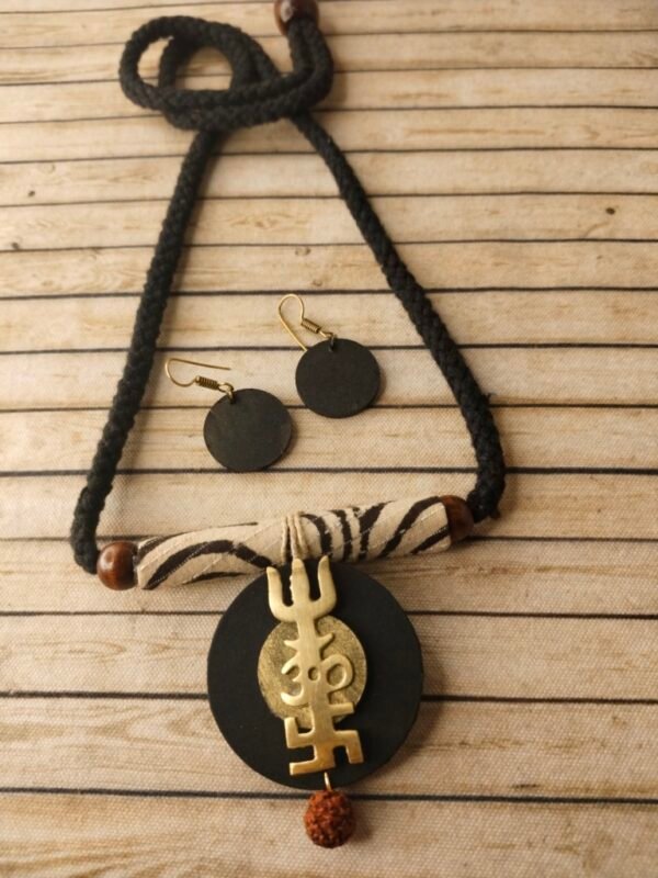 Statement Fabric Necklace with Trishul