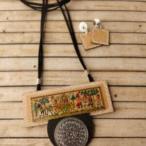 Pattachitra Necklace with Metal Pendant