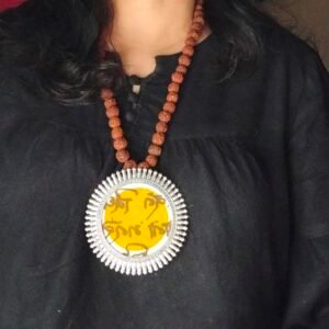 Mantra Fabric Necklace in Oxidised Metal
