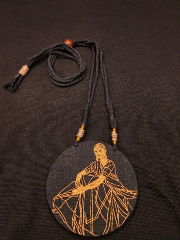 Black & Gold Lady Fabric Necklace - Image 2