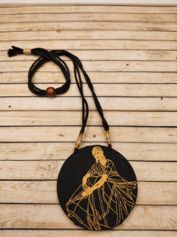 Black & Gold Lady Fabric Necklace