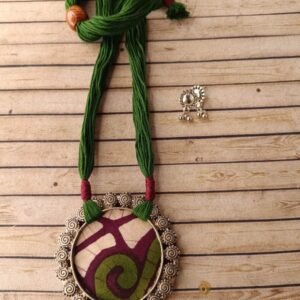 Oxidised Kada with Fabric Necklace