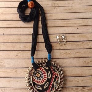 Oxidised Kada with Fabric Necklace