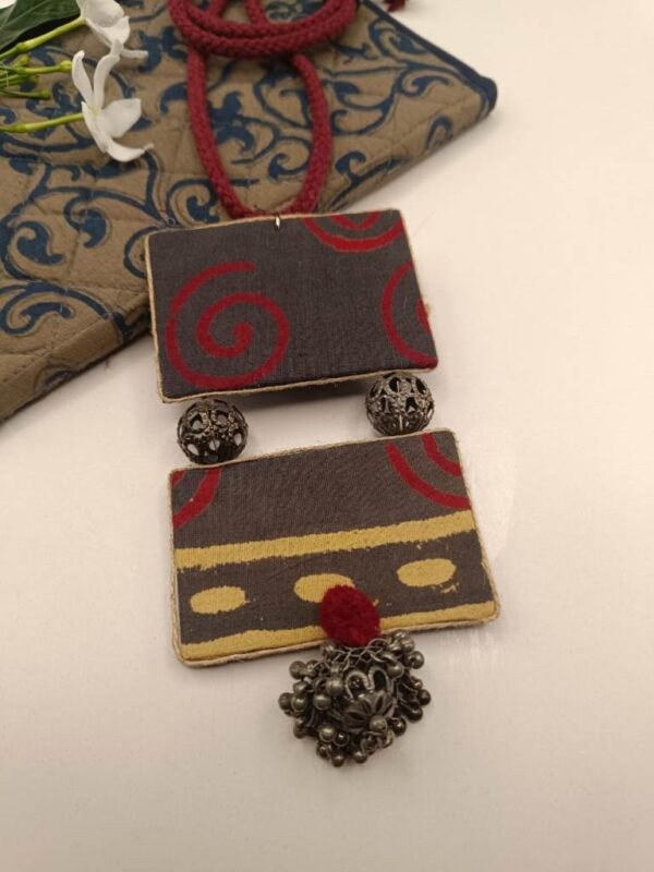 Dual Pendant Fabric Necklace