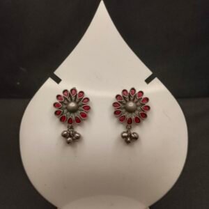 Round Earrings with Small Drop Shape Stones