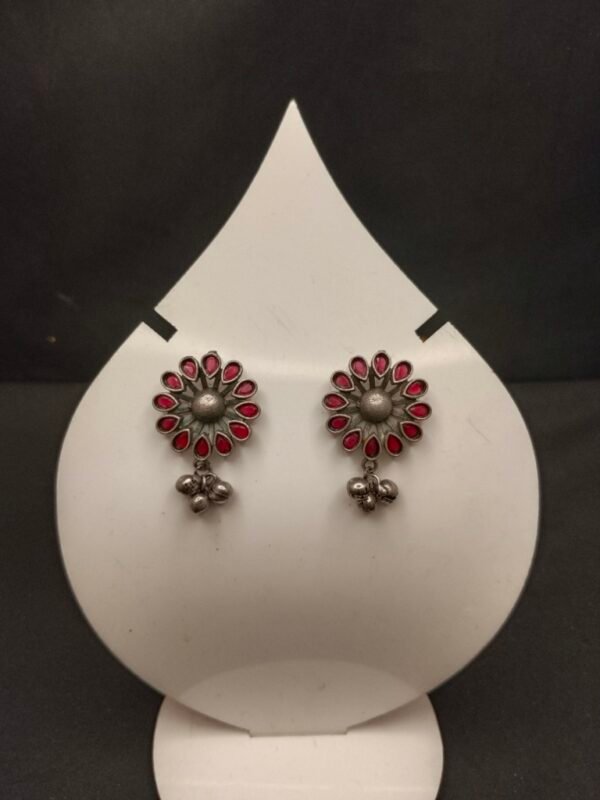 Round Earrings with Small Drop Shape Stones