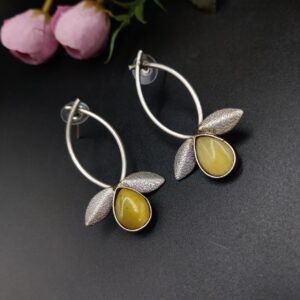Cross Leaf with Stone Earrings