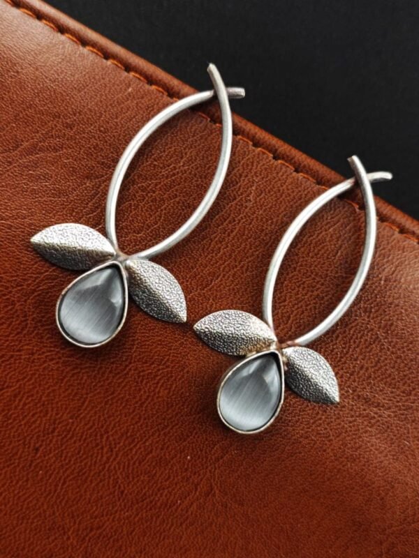Cross Leaf with Stone Earrings - Image 3