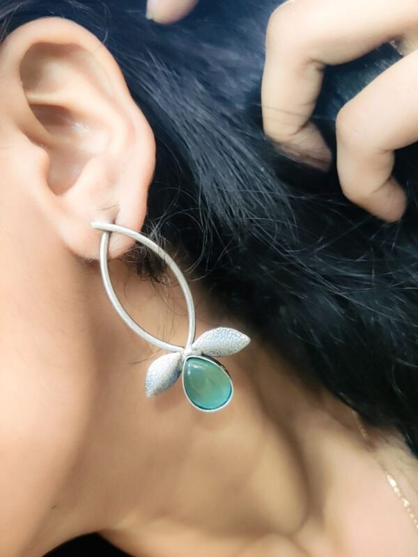 Cross Leaf with Stone Earrings - Image 4