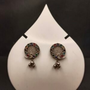 Round Multi Color Stone Earrings