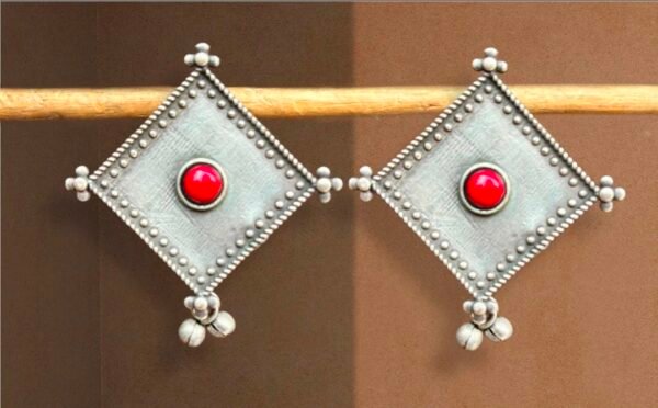 Afghani Style Square Earrings - Image 2