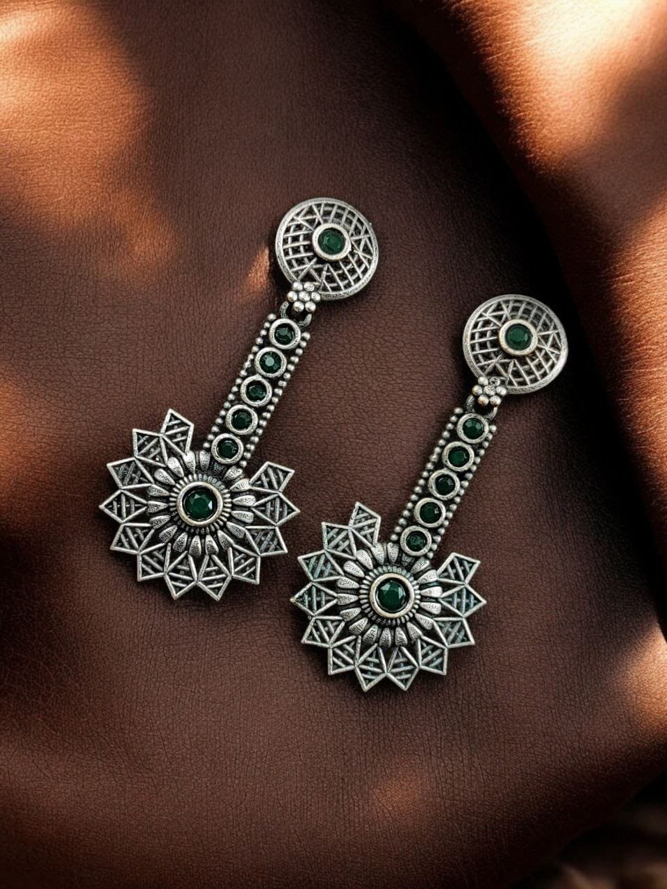 Sitar Style Earrings with Stones - Image 2