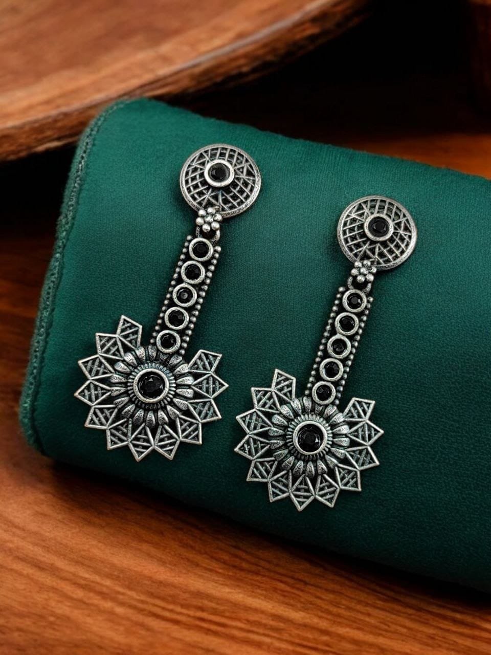 Sitar Style Earrings with Stones - Image 3