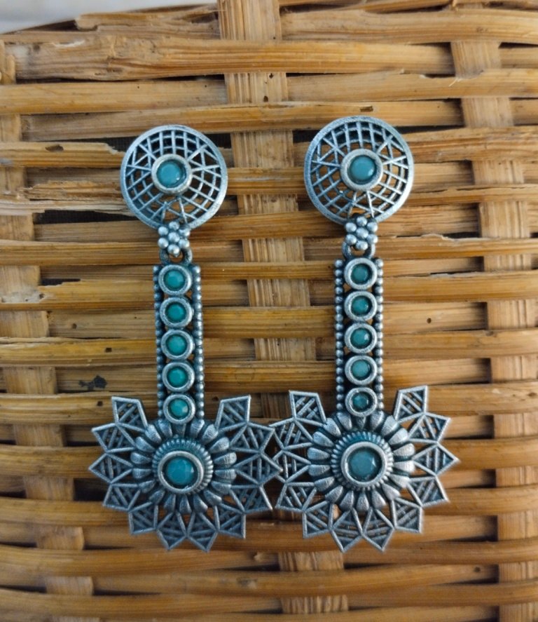 Sitar Style Earrings with Stones - Image 5