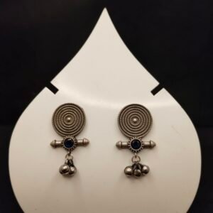 Round Tribal Style Earrings with Rod and Stones