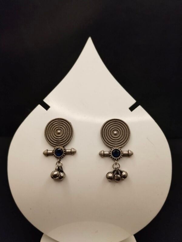 Round Tribal Style Earrings with Rod and Stones