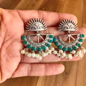 Surya Motif Earrings with Pearls