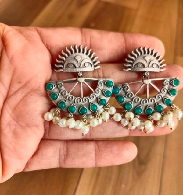 Surya Motif Earrings with Pearls