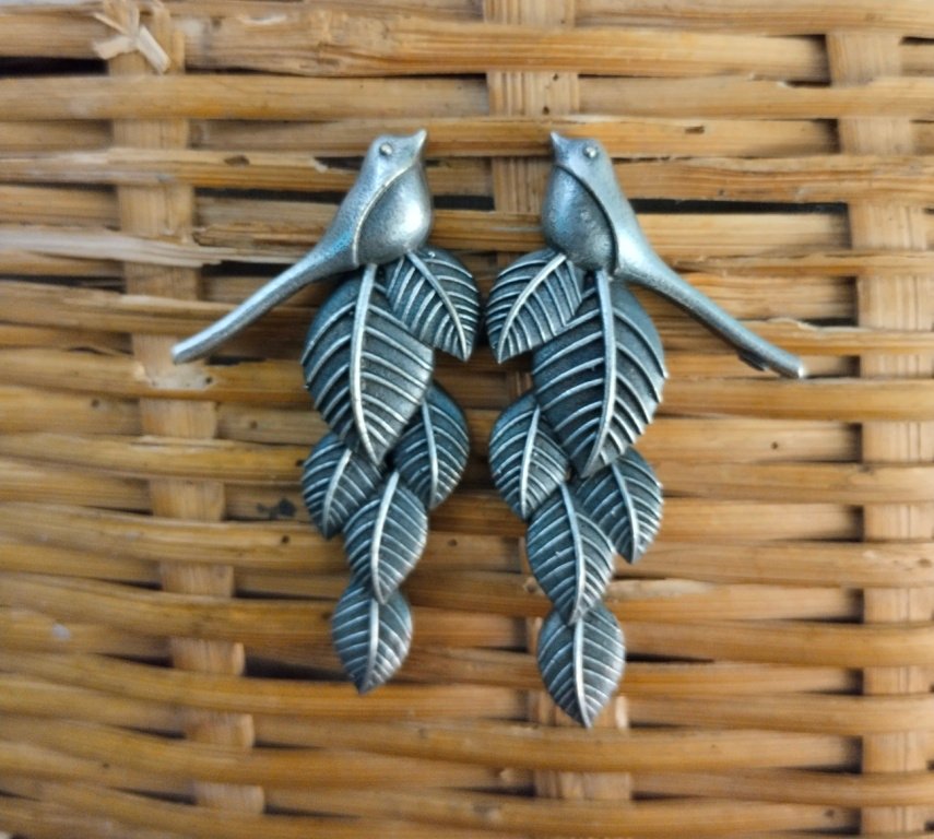 Leaf with Bird Earrings