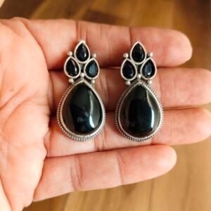 Stone Earrings with Triangle Stone Studs