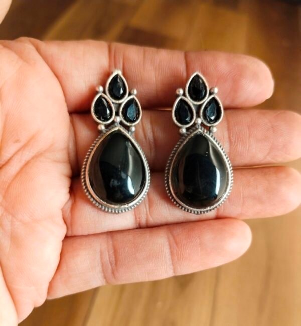 Stone Earrings with Triangle Stone Studs