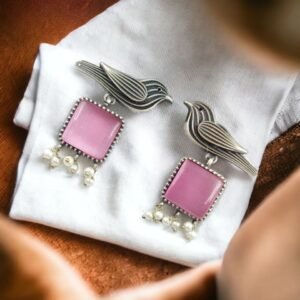 Bird with Square Monalisa Stone Earring