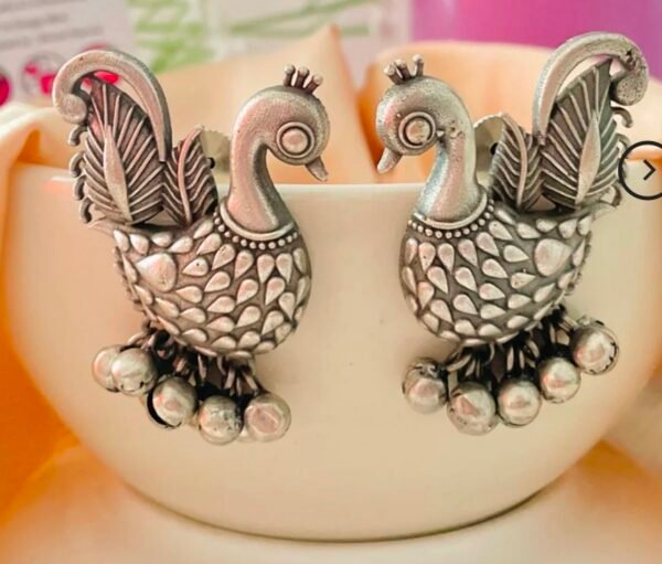 Peacock Earrings with Ghungroos
