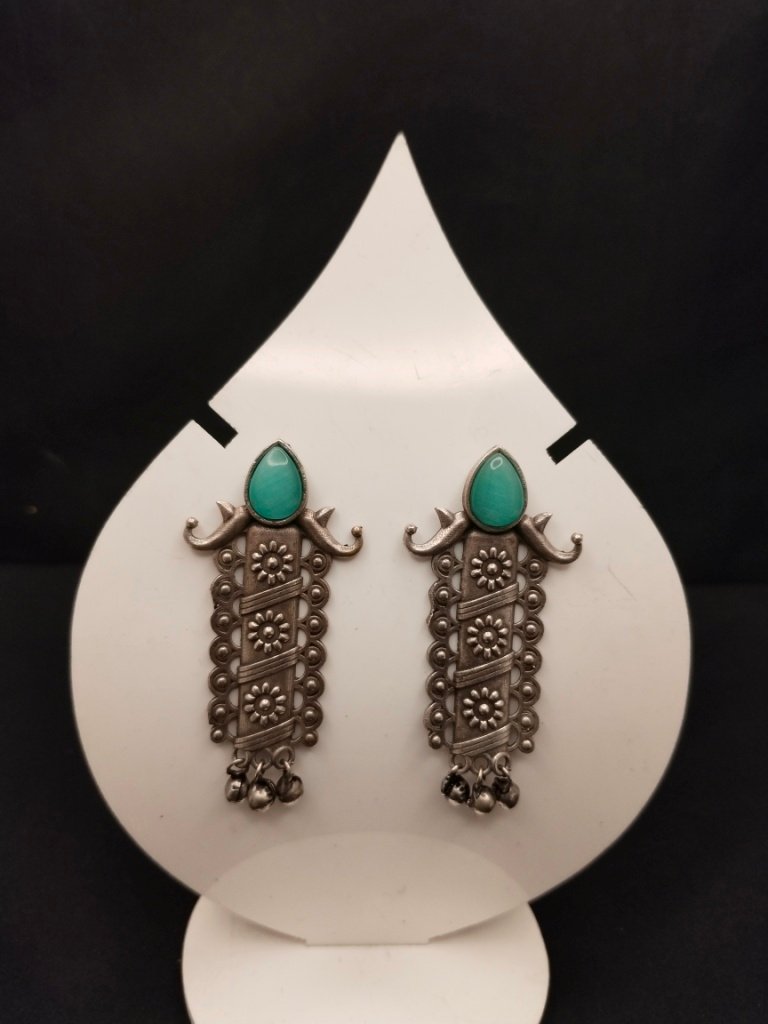 Long Rectangle Shape Earrings with Stone - Image 4