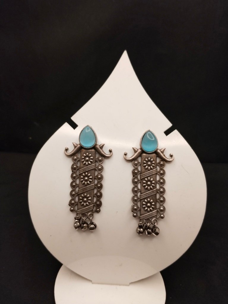 Long Rectangle Shape Earrings with Stone