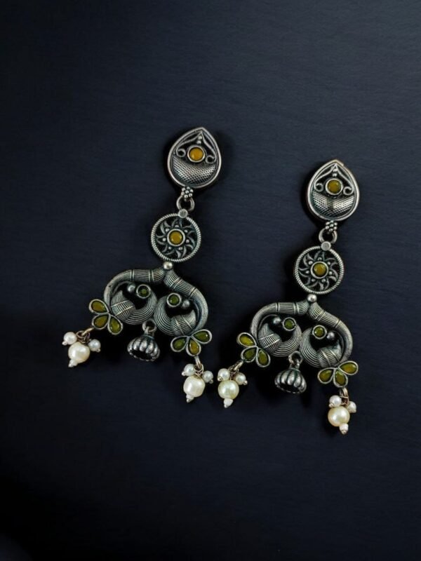 Long Stud Earrings with Small Jhumki - Image 3